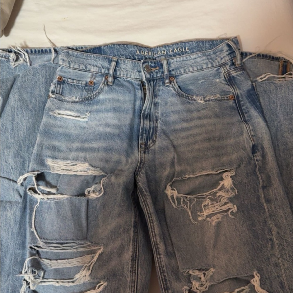 American Eagle Outfitters Blue Distressed Flare Jeans